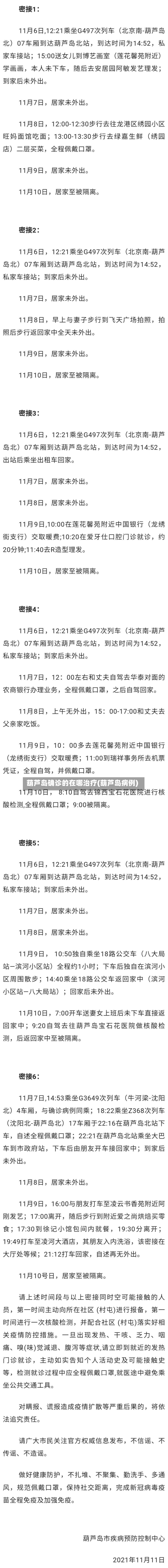 葫芦岛确诊的在哪治疗(葫芦岛病例)